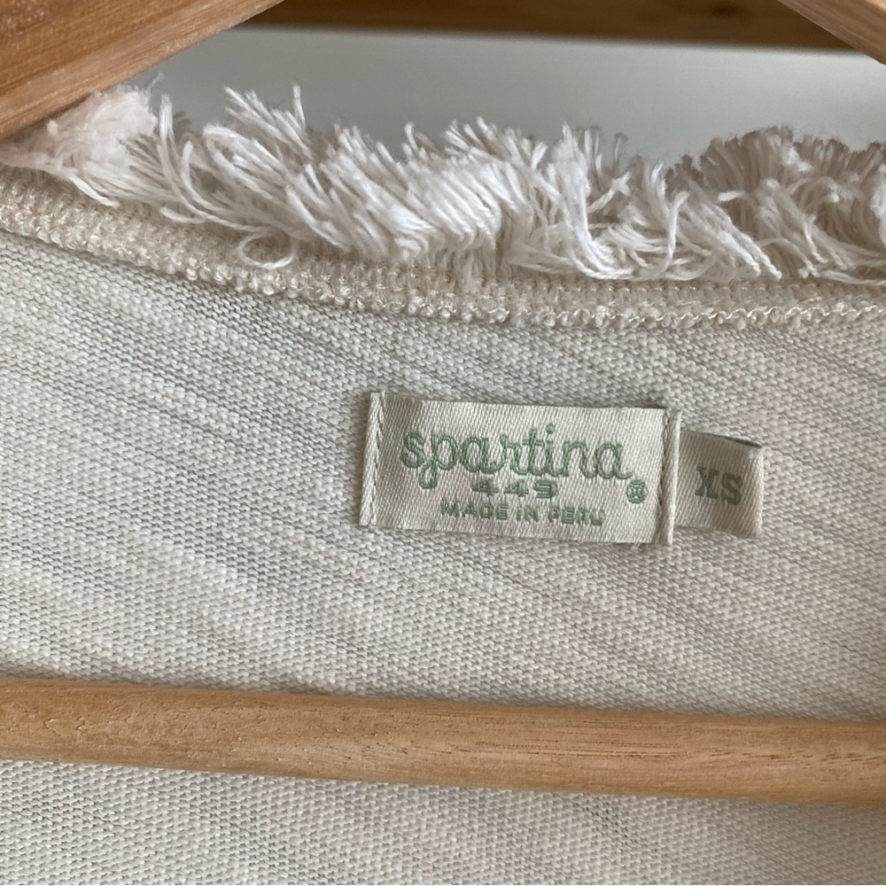 Spartina 449 Cream White Clara Convertible Fringe Cardigan Sweater XS - Picture 12 of 16